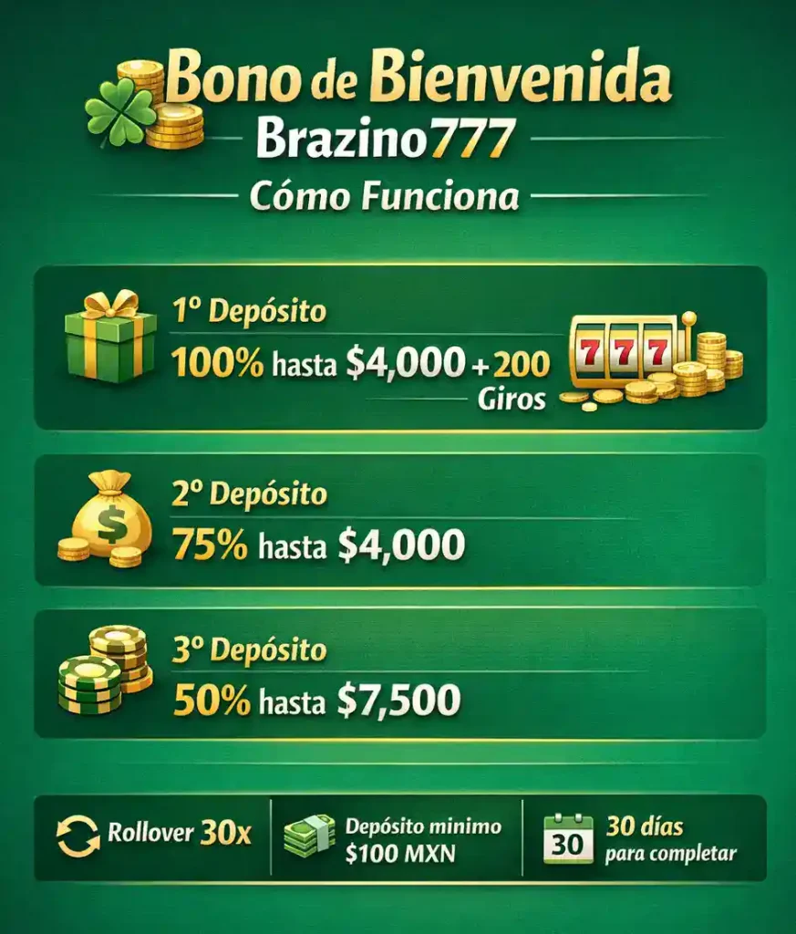 Estructura bono de bienvenida Brazino777