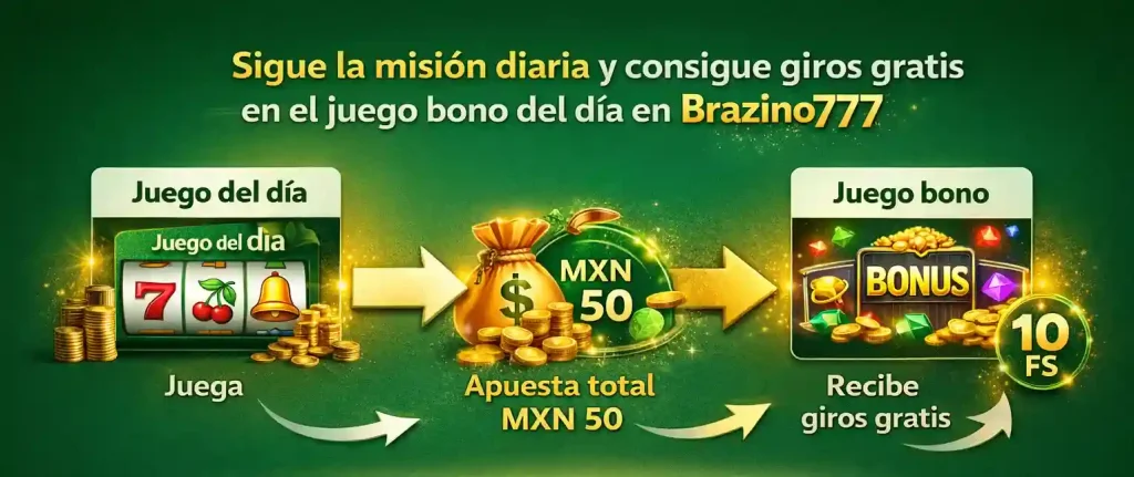 Misiones diarias y giros gratis en Brazino777